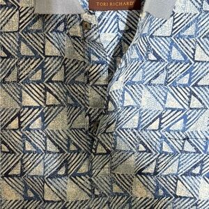 Tori Richard Navy and Light Blue Patterned Shirt